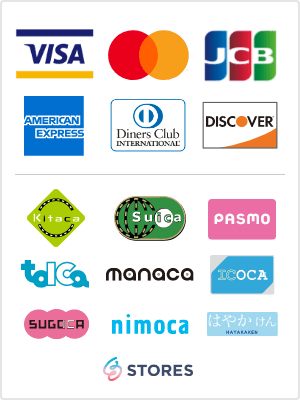 VISA、Mastercard、SAISON、JCB、American Express、Diners Club、Discover、Kitaca、Suica、PASMO、toica、manaca、ICOCA、SUGOCA、nimoca、はやかけん Coineyでクレジットカード＆電子マネー決済